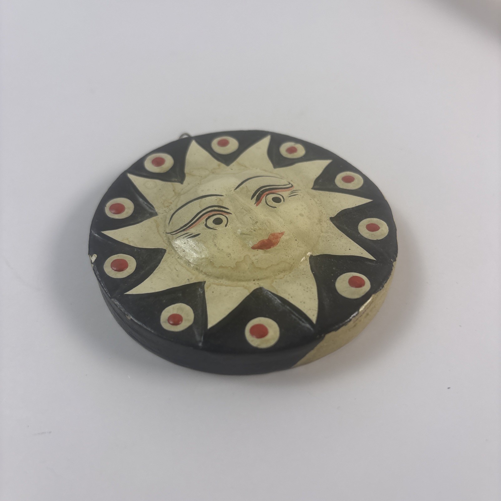 Celestial Sun & Moon Eclipse double sided wall hanging Piece painted 3”