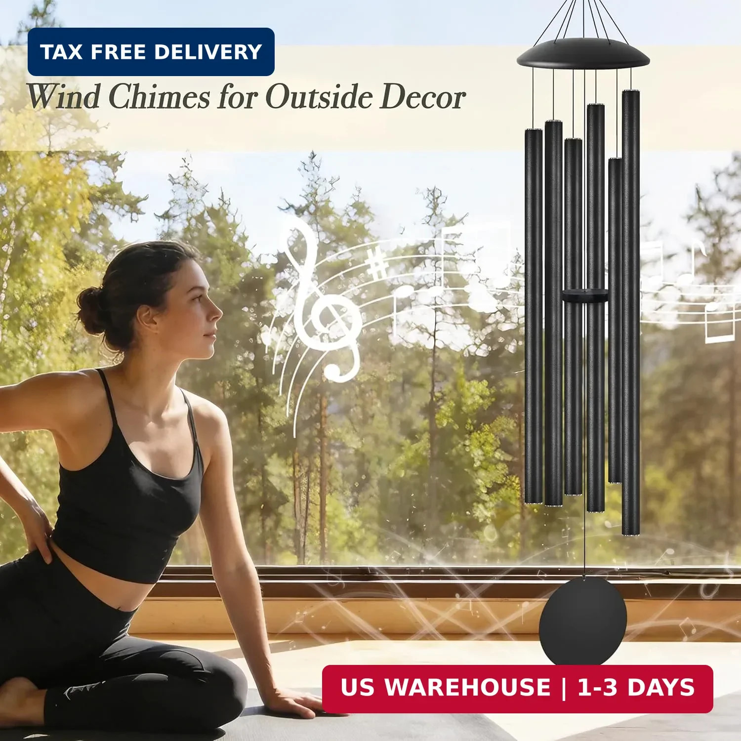 45″ Extra Large Wind Chimes for Outside, Giant Deep Tone Outdoor Metal Tube Wind
