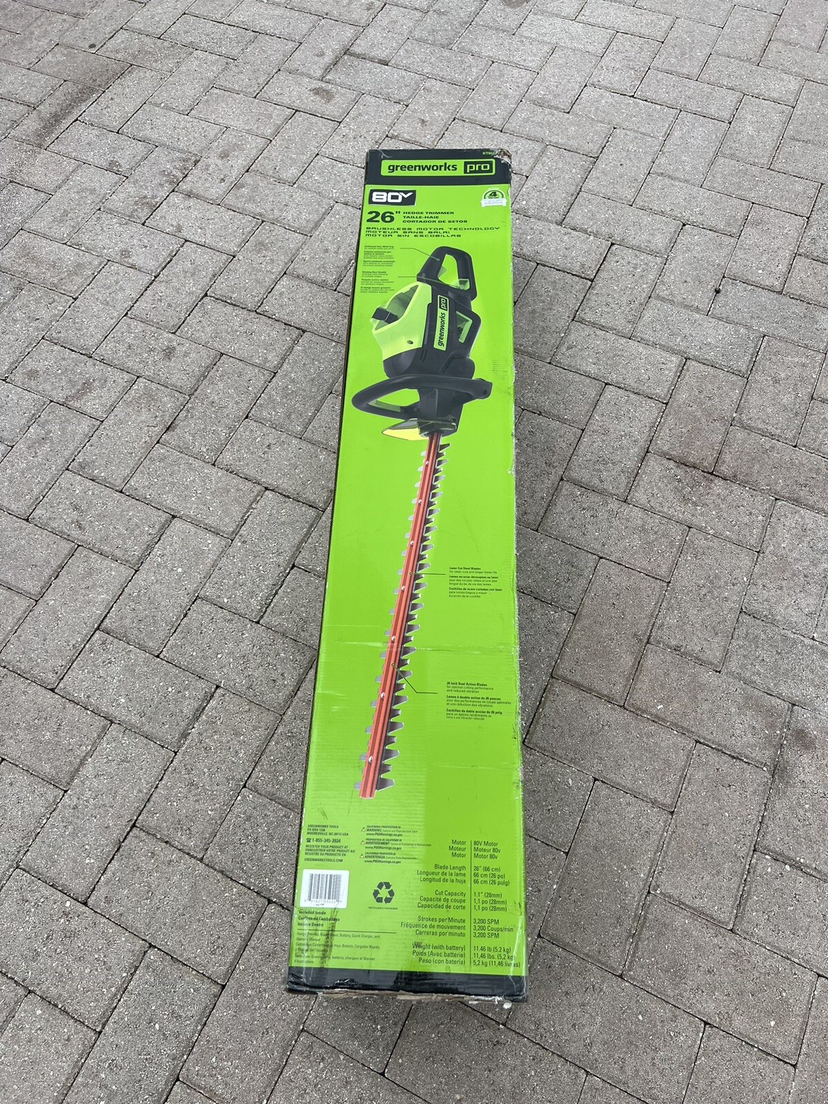 BRAND NEW Greenworks 80V 26″ Brushless Cordless Hedge Trimmer Model #HT80L212