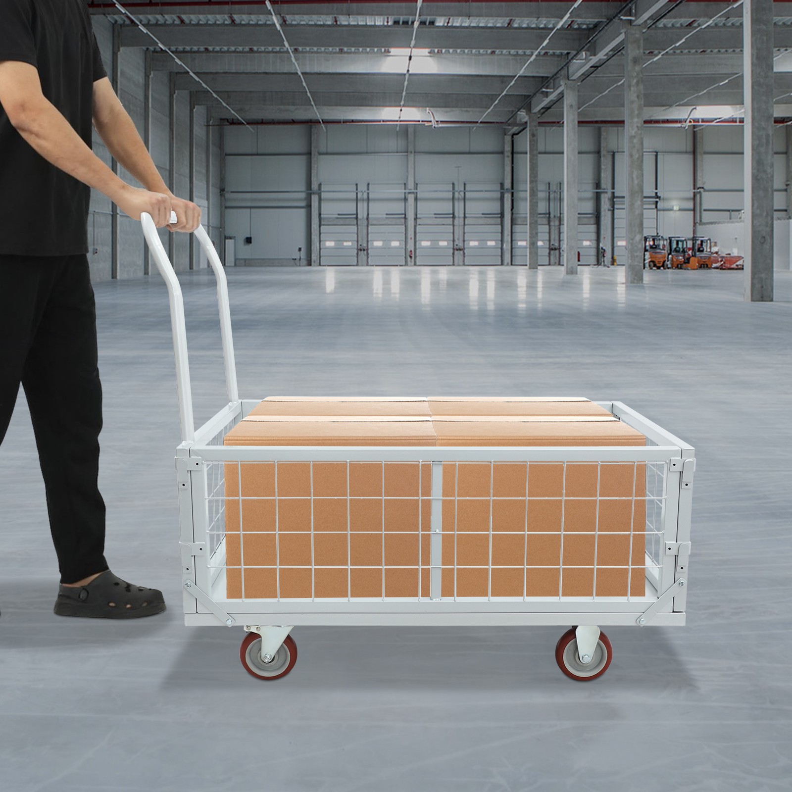 Platform trolley,4 in 1 platform trolley w/ protective cage 2200 lbs Capacity