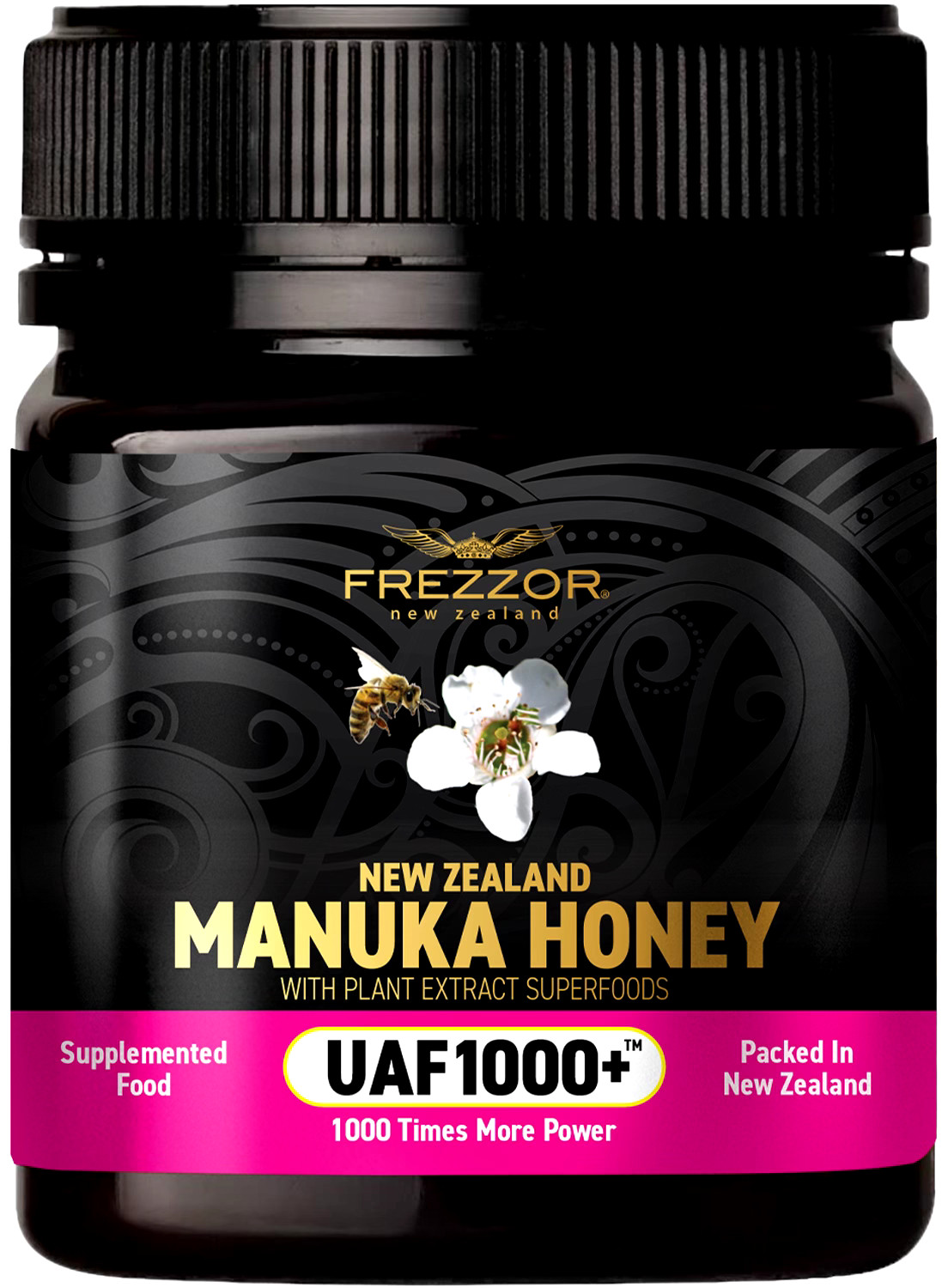 FREZZOR New Zealand Manuka Honey UAF1000+, Immune Support, Skin Health 1-Pack