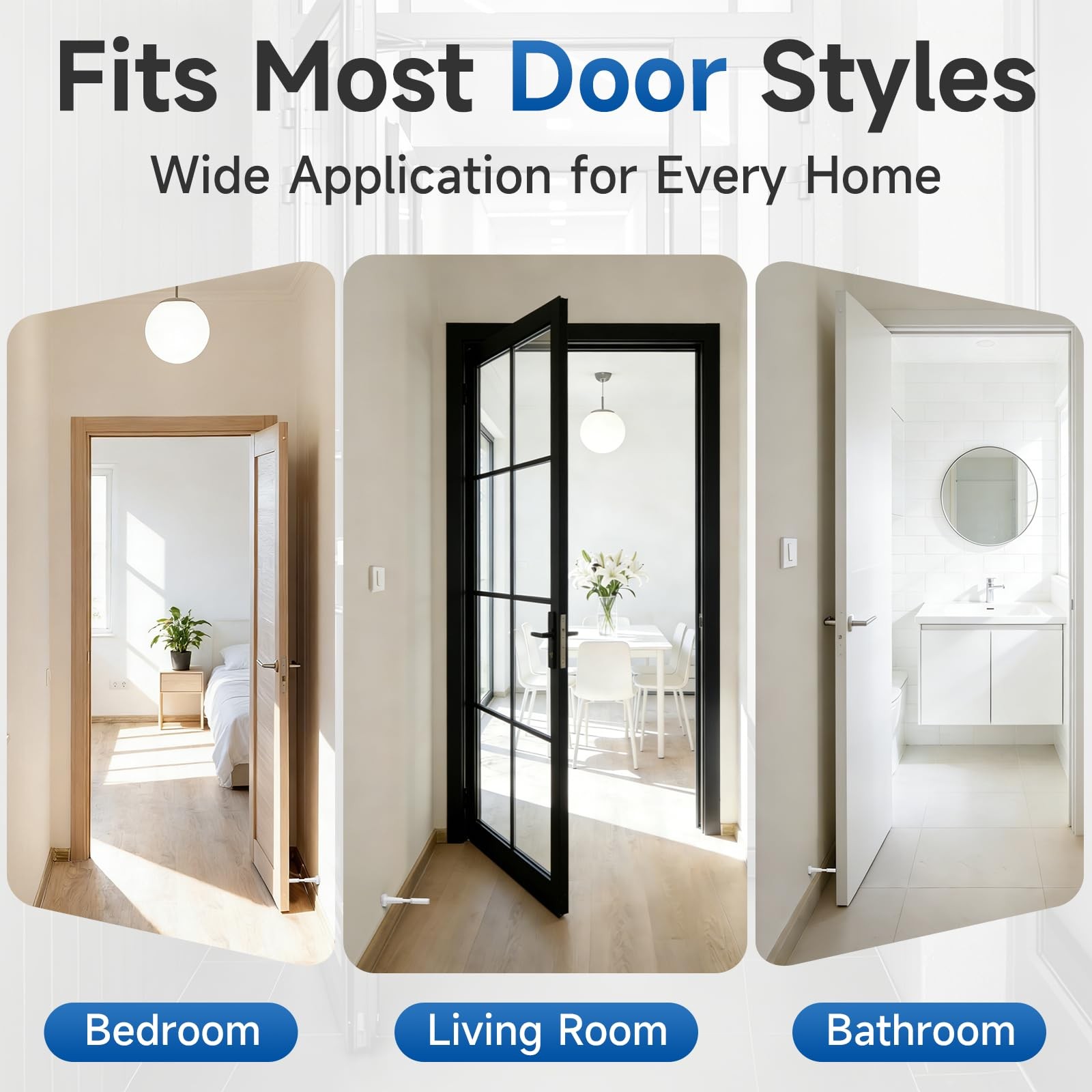 1pcs Adjustable Spring Door Stops, 4.17-5.35in Aluminum Long White