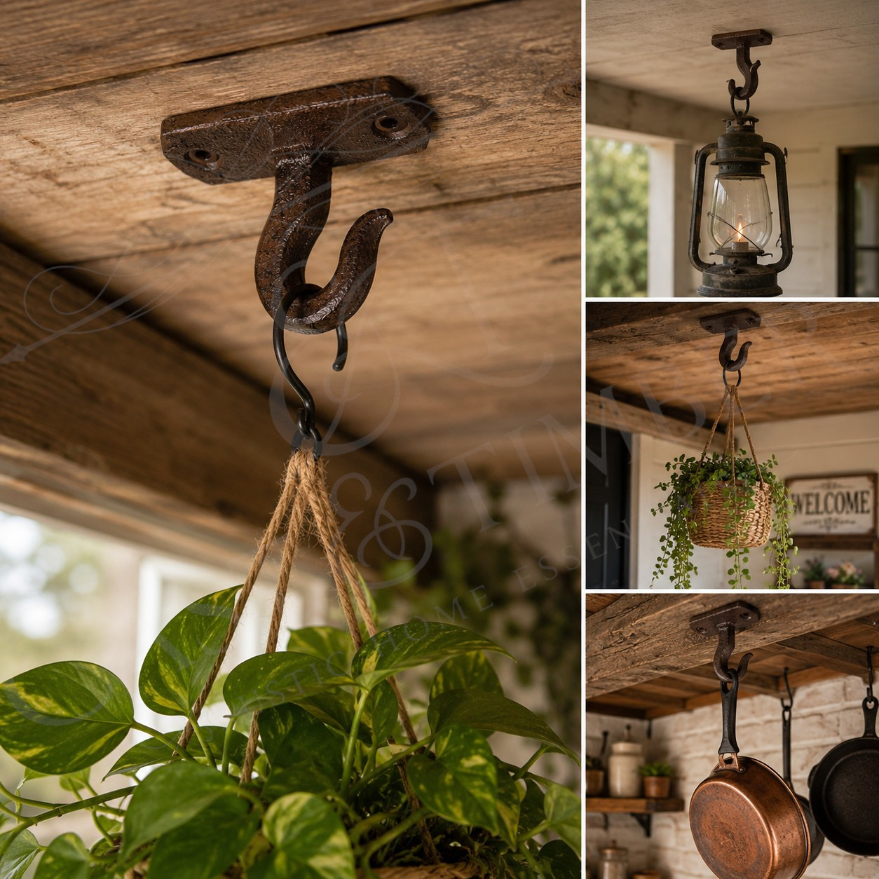 Industrial Cast Iron Ceiling Hook – Heavy Duty Rustic Wall Clevis Eye Holder