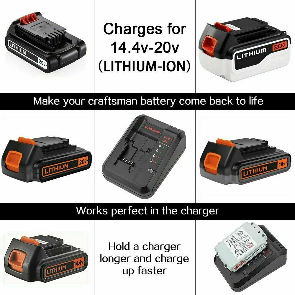 replacement for Black and Decker 20Volt Lithium Battery orCharger LBXR20 Li-Ion