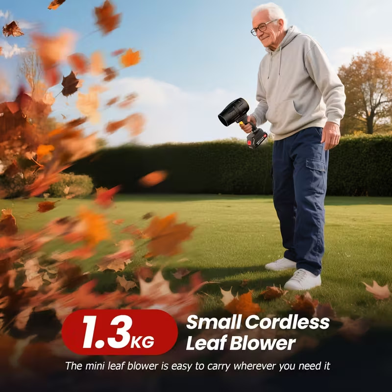 Lightweight Cordless Electric Leaf Blower Jet Fan 2× Batteries Cleaning Drying