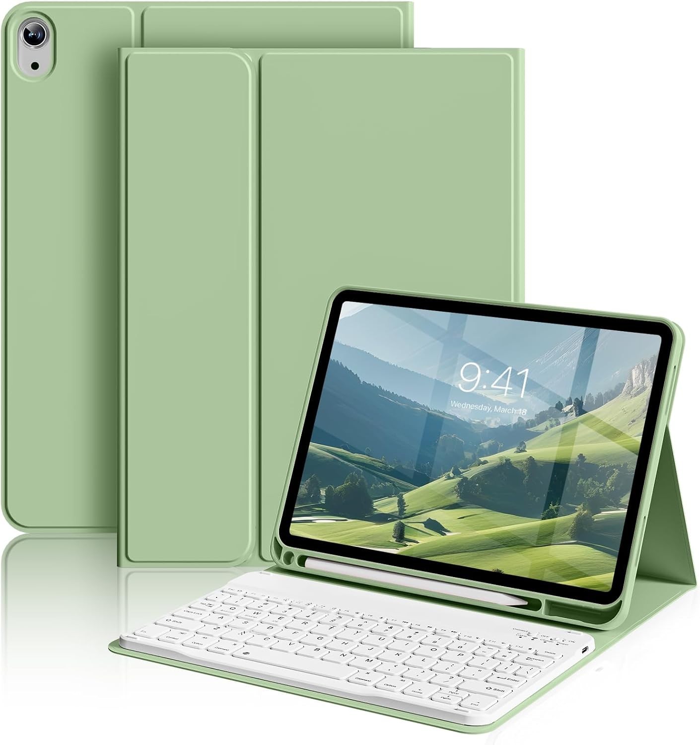 iPad 10th/11th Gen 10.9″/11″ Keyboard Case Wireless Detachable Cover Light Green