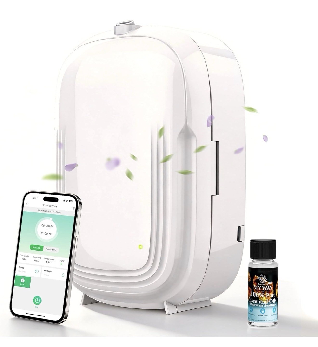 Waterless Essential Oil Diffuser Aromatherapy Smart App Timer 1500 Sq Ft New