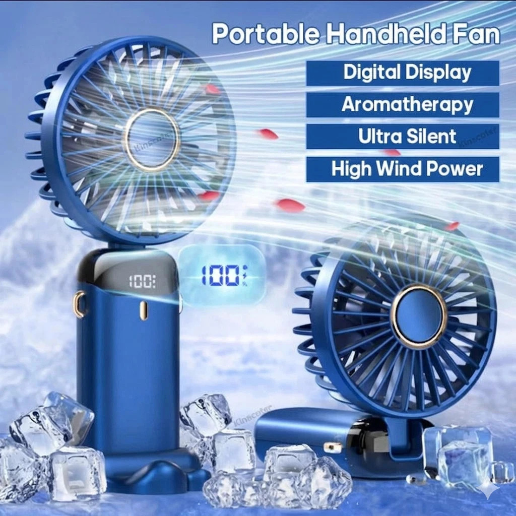 Portable Hand held Fan Mini Collapsible Desk Fan Neck Fan Cooling Air USB LED