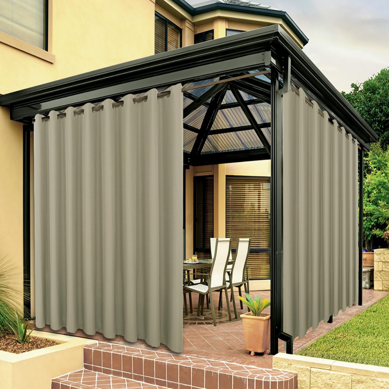 Waterproof Outdoor Curtains for Patio Porch Pergola Cabana | Thick Privacy Extra