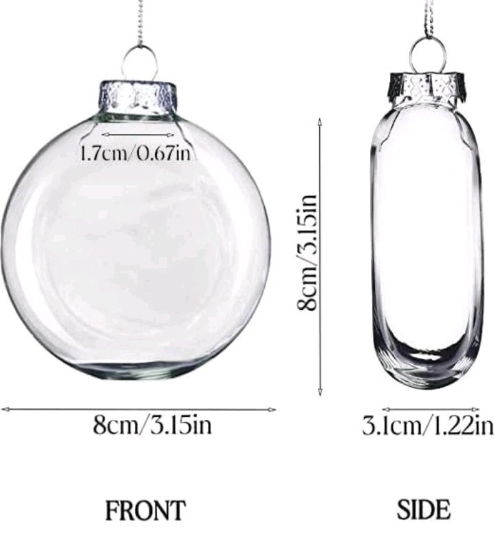 5 Flat Round Clear Glass Christmas Tree Ornaments DIY Decorations 80 mm 3.14 in.