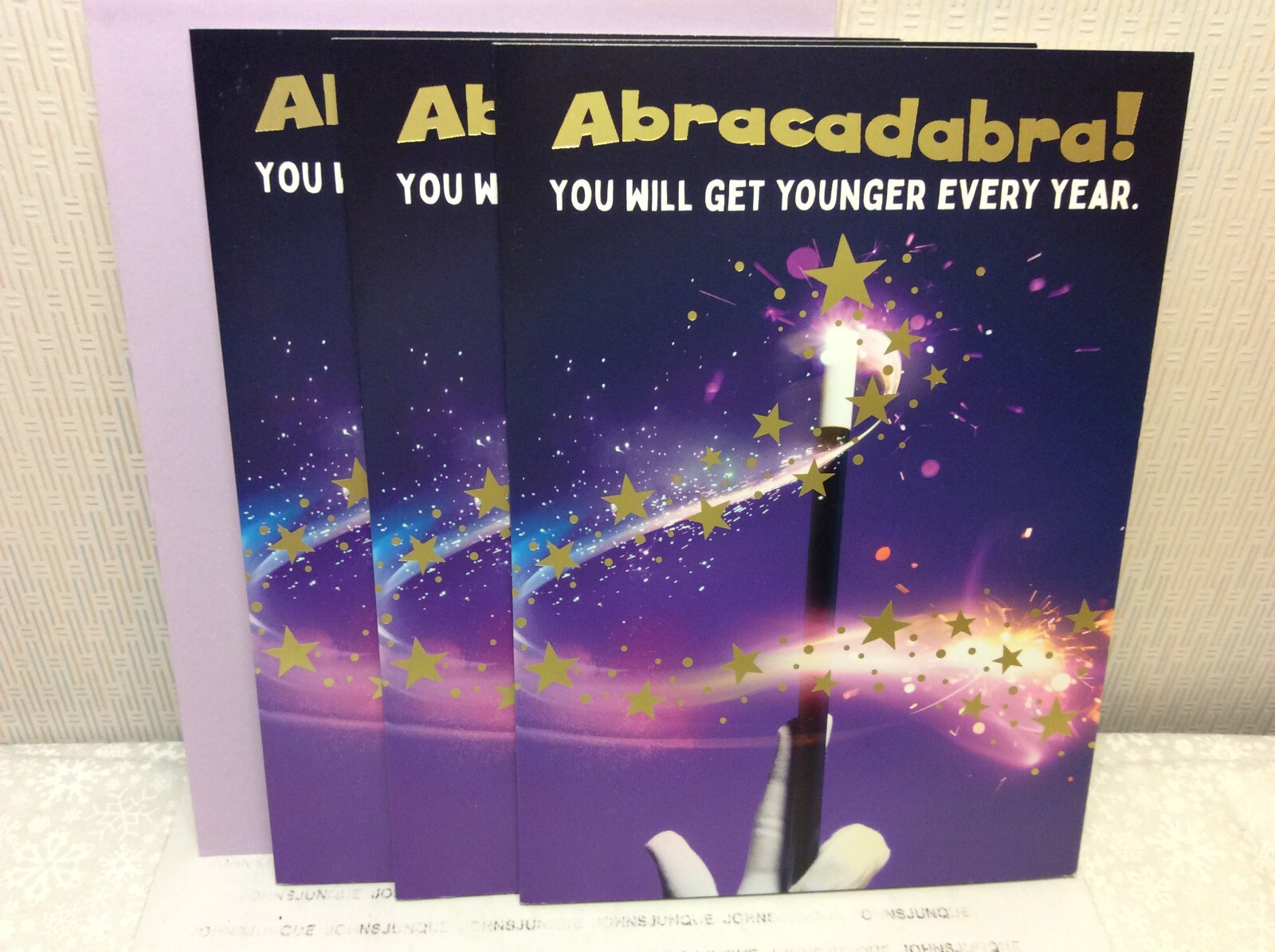 RSVP HAPPY BIRTHDAY CARDS New w/Envelopes LOT 3 “ABRACADABRA! Get Younger…”