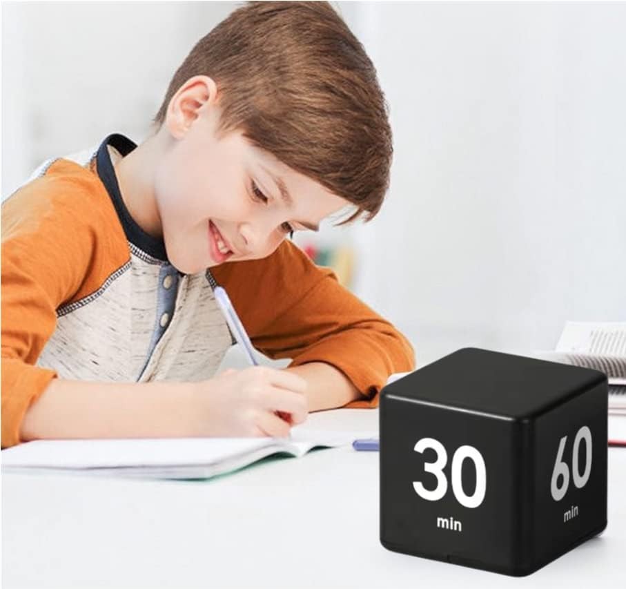 Feilifan Flip Timer, Productivity Cube Timer for Kitchen 15-20-30-60min,black