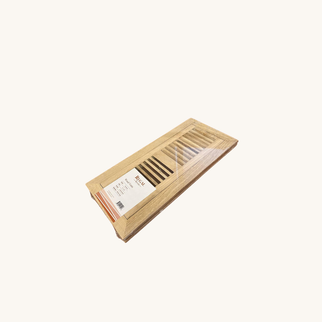 Oak Wood Floor Register, Flush Mount Vent, Unfinished no Damper (Red and White)