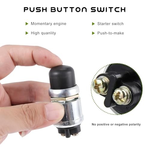 3 PCS Push Button Momentary Starter Switch, 12V/24V 50A Weatherproof Car Red