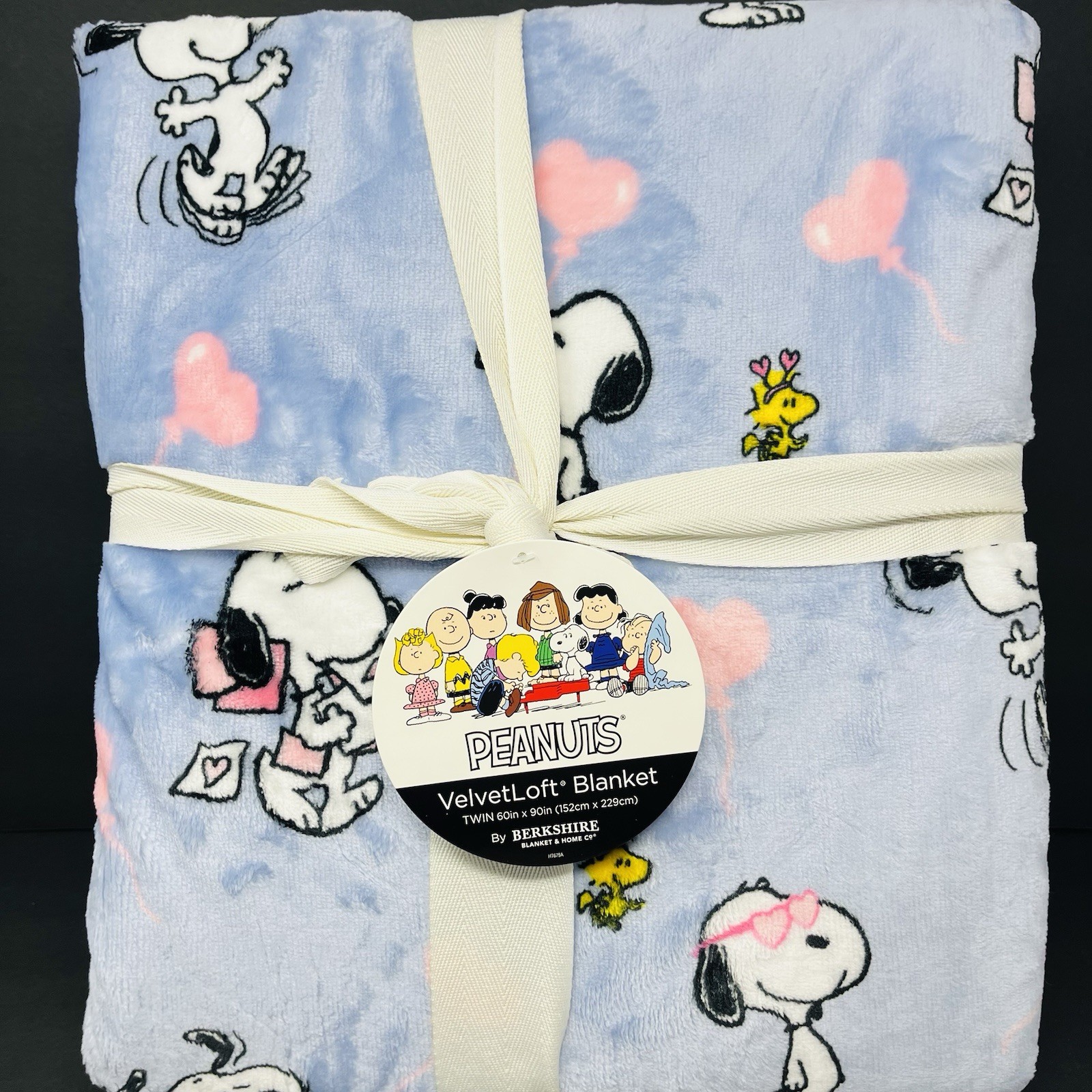 PEANUTS Snoopy TWIN Blanket 60”x90” Valentines Day Cards Woodstock Pink Hearts