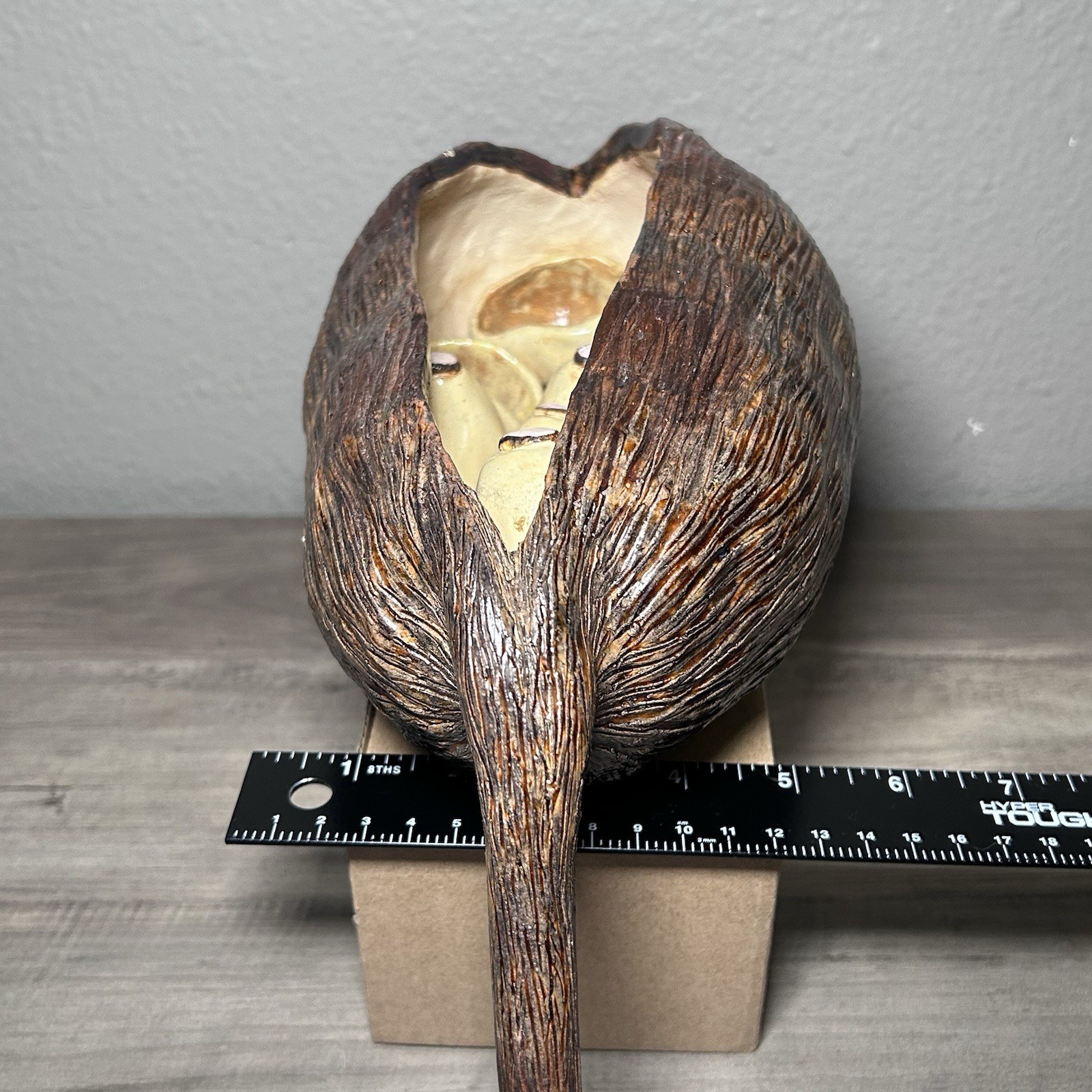 Unique Statue Figure Polystone Eggs Hatching n Log Bronze Home Decor 4.25lbs 14”