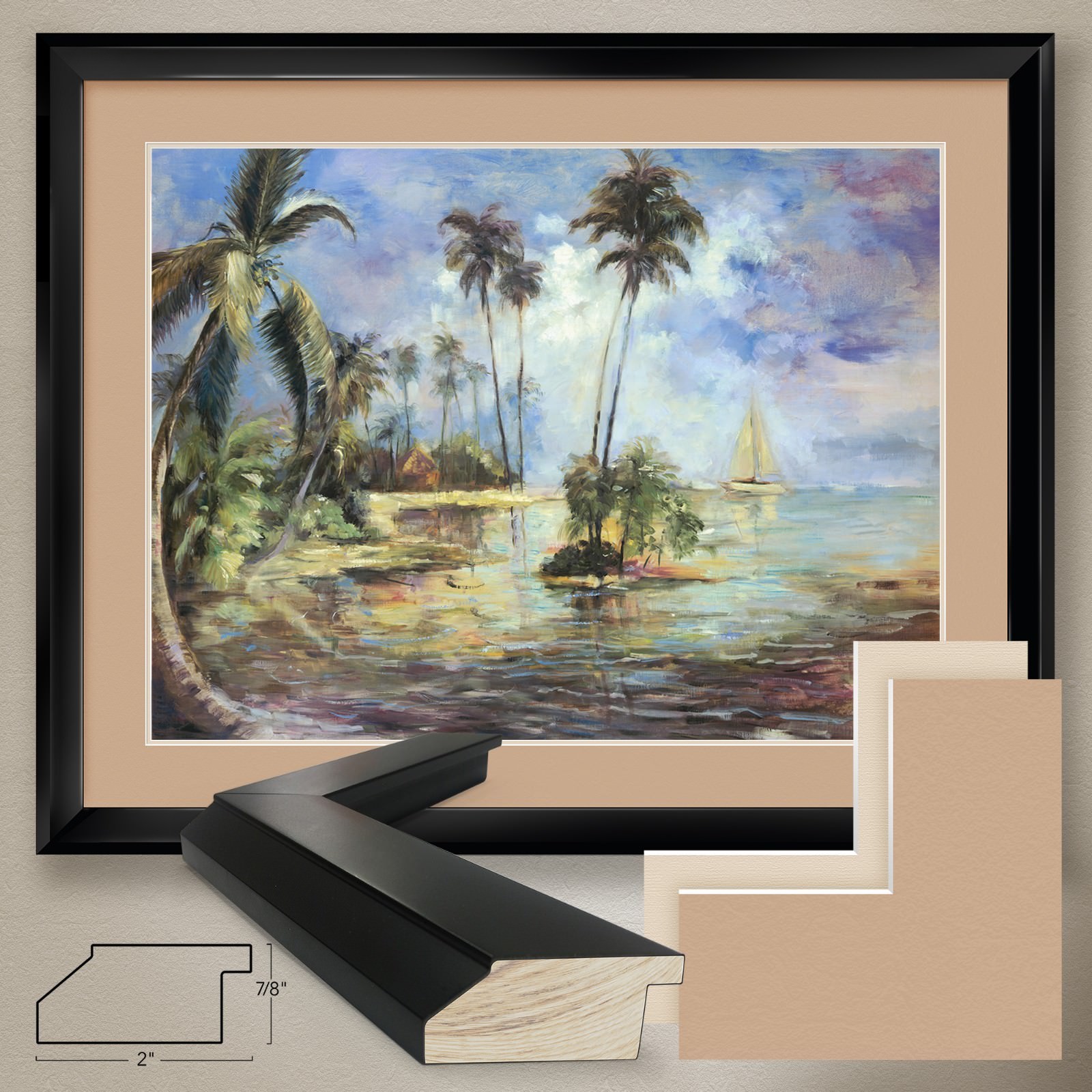 40W”x32H”: HIDDEN COVE by MAGDALENA GREENE – DOUBLE MATTE, GLASS and FRAME