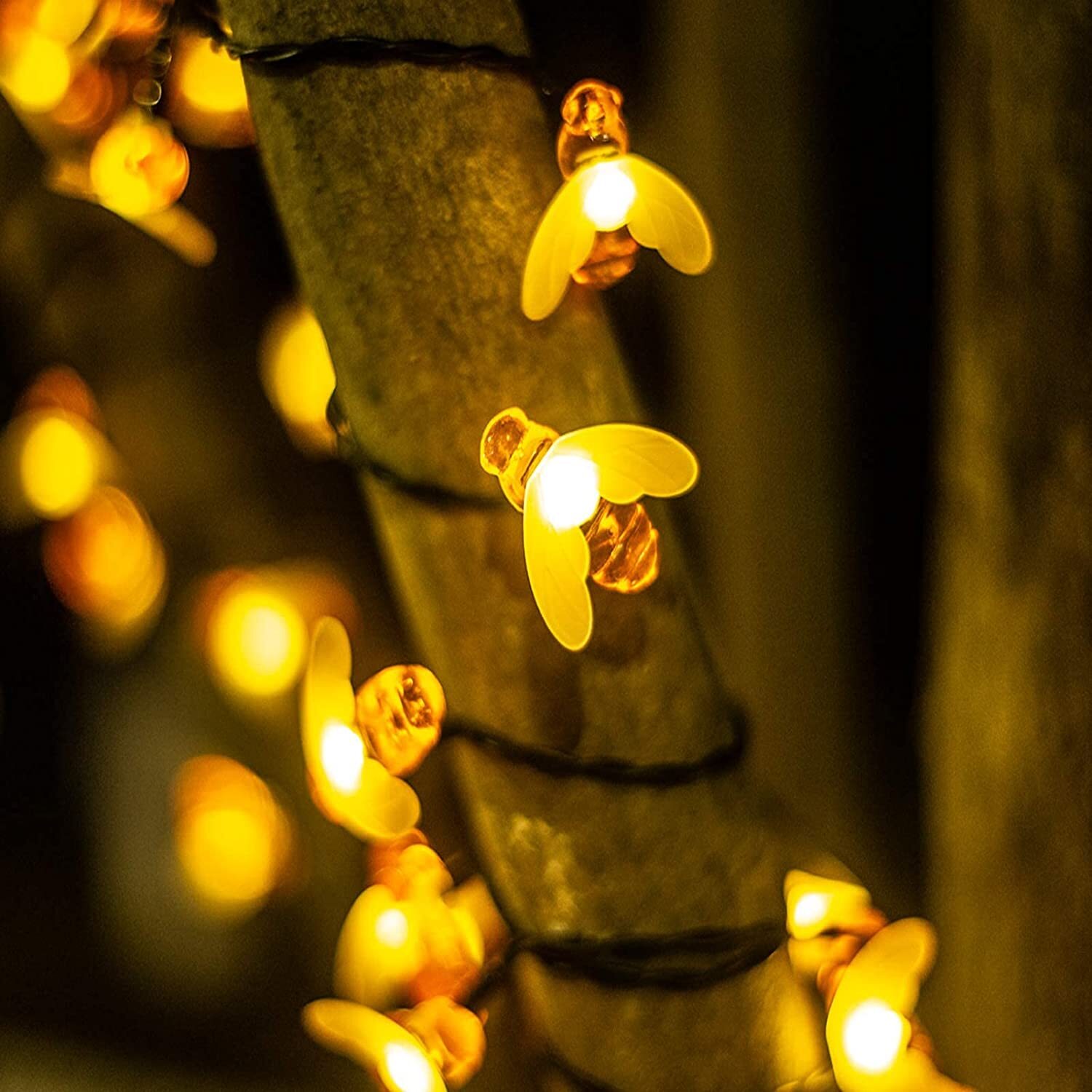 60 LED Solar Powered Bee String Lights Outdoor Yard Garden Decor Waterproof Lamp