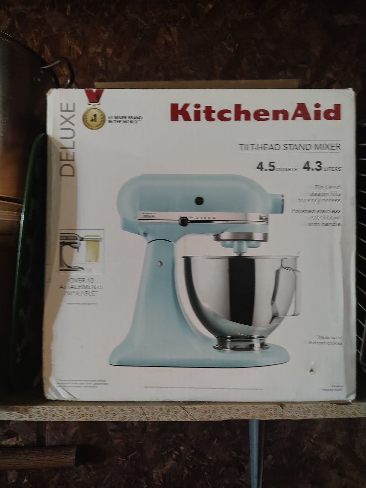 KitchenAid Deluxe Tilt-Head Stand Mixer 4.5 Quart 10 Speeds Blue Stainless Steel
