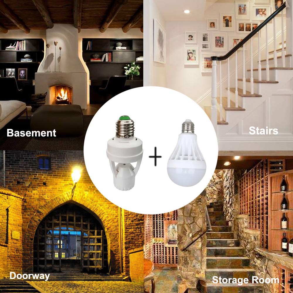 Infrared PIR Motion Sensor E27 LED Light Lamp Bulb Holder Socket Switch 110/220V