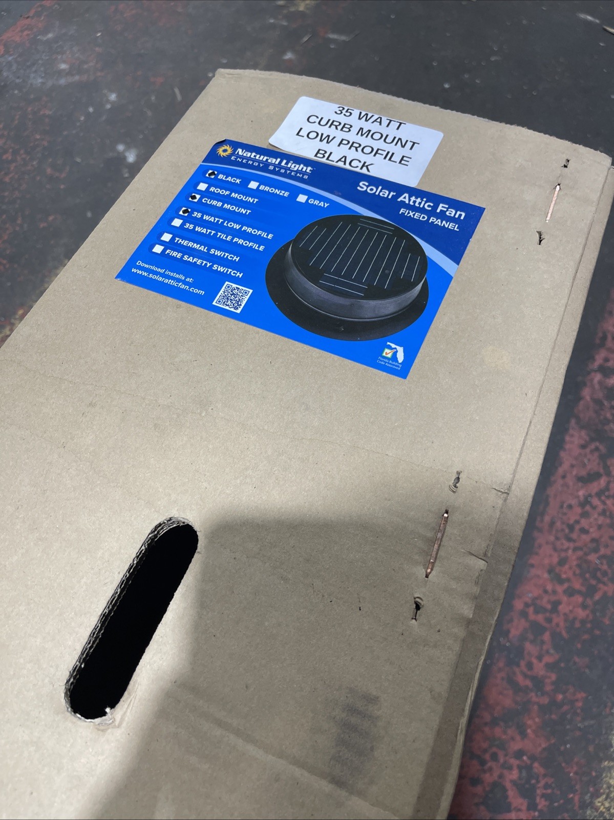 Natural Light Solar Attic Fan 35 Watt Curb Mount Low Profile Black New