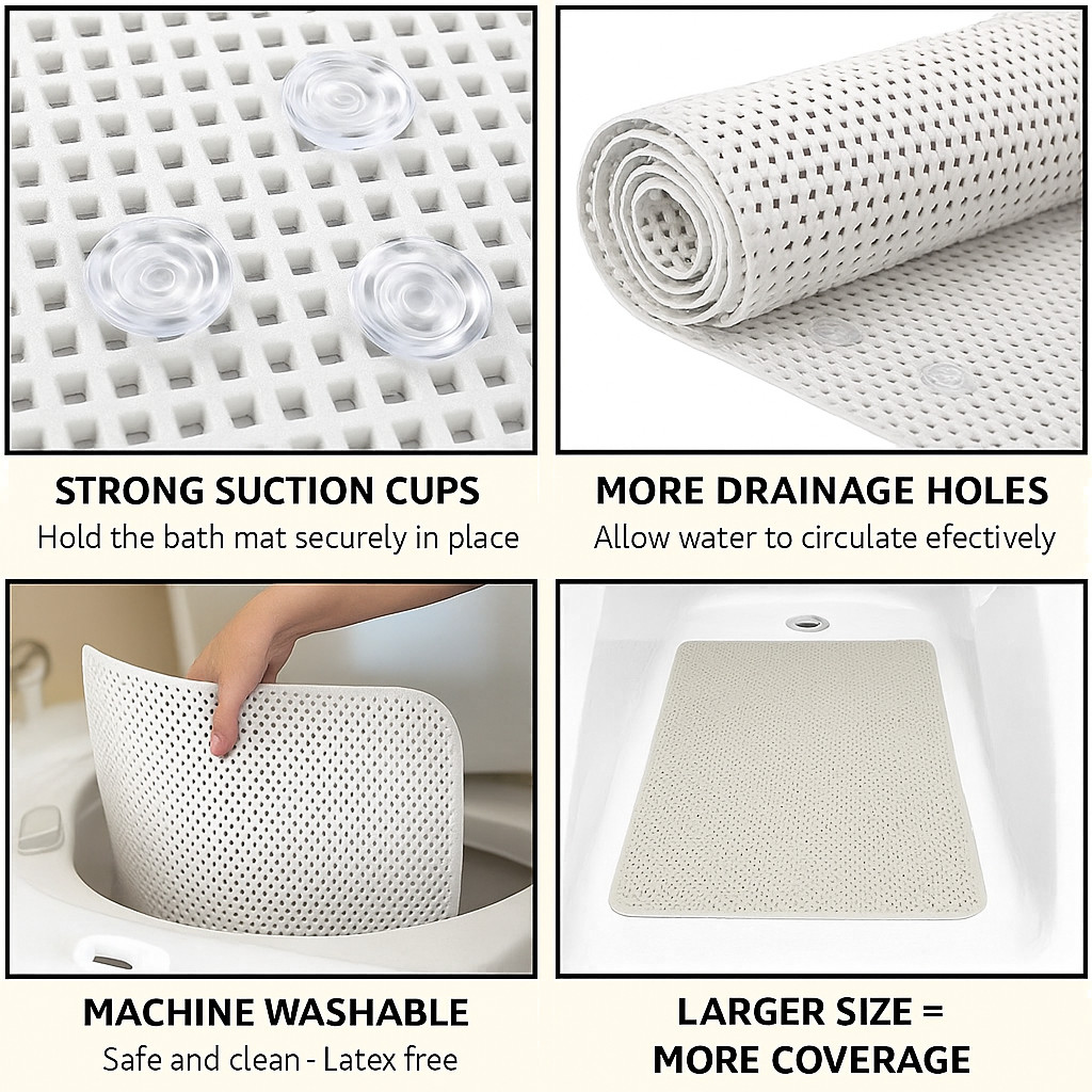 Soft Waffle Cushioned Texture Spa Quality Bathroom Tub & Bath Mat Anti-Slip