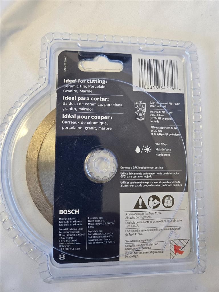 = Bosch Diamond Blade Continuous Rim DB443C 4″ Max RPM 14,600 min NEW