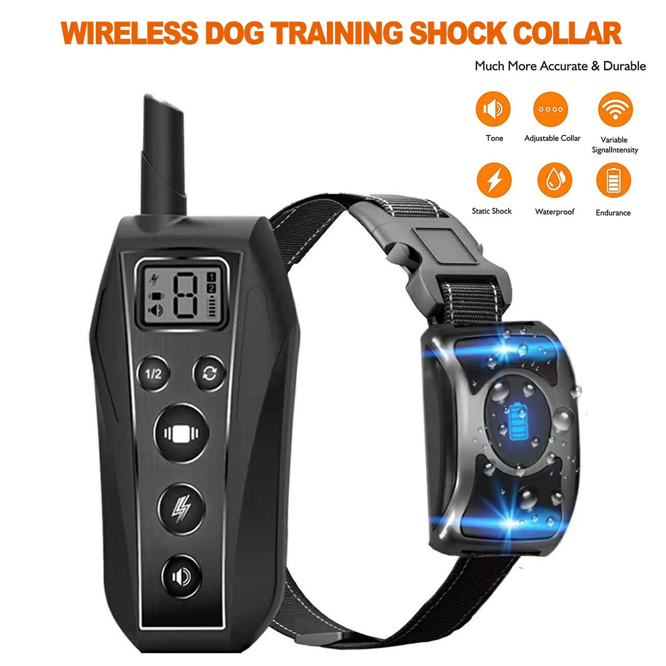 2000 FT Remote Dog Shock Training Collar Rechargeable Waterproof LCD Pet Trainer