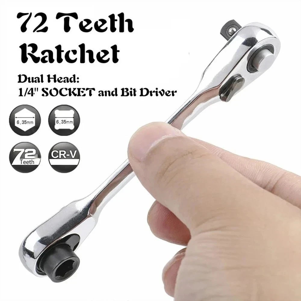 1/4″ Mini Double-Ended Quick Socket Ratchet Wrench Rod Screwdriver Bit Tools