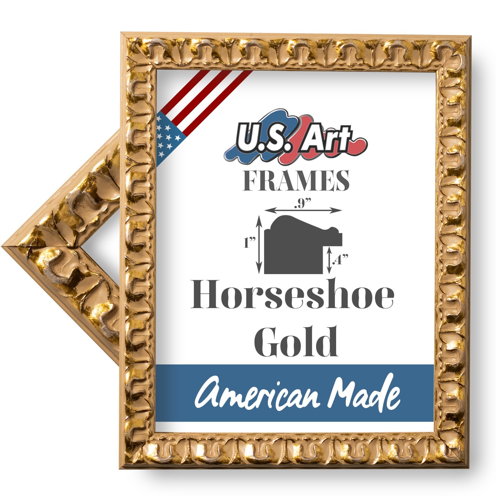 US Art Frames 1″ Gold Texan Horseshoe Design MDF Picture Frame, Standard Sizes
