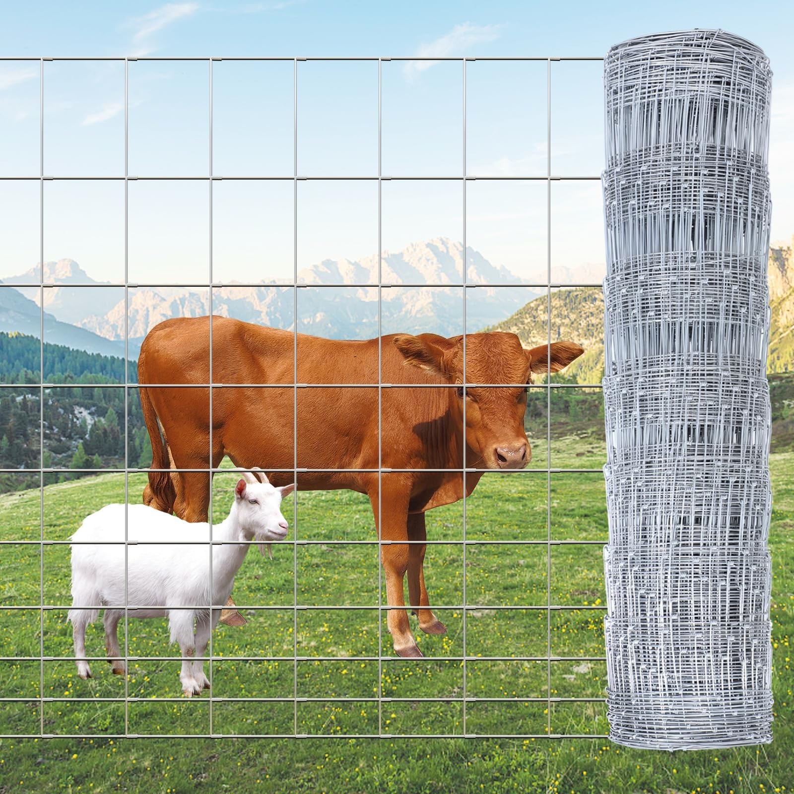 Galvanized Woven Wire Livestock Fence 4 ft x 328 ft Heavy Duty