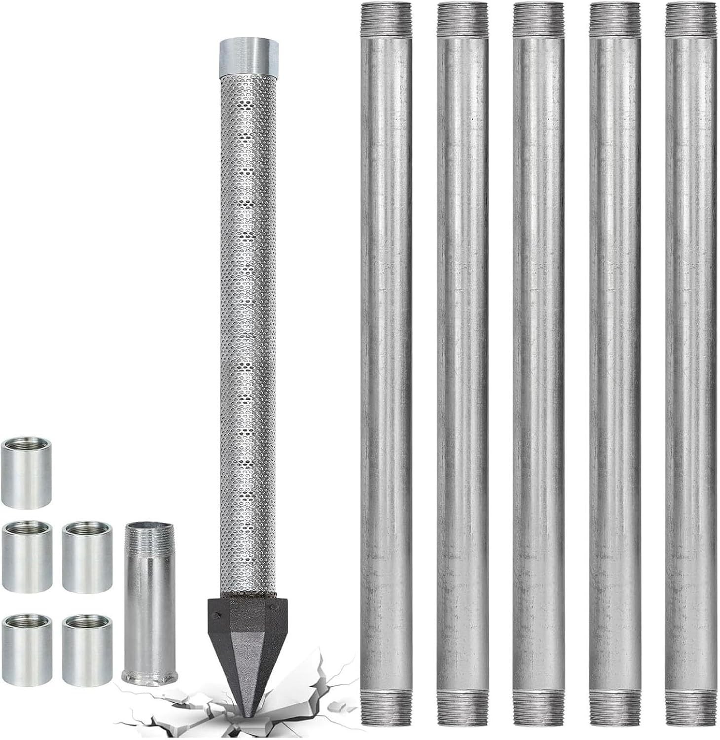 Well Drive Point Kit, 1-1/4 Inch Stainless Steel Sand Point Well with 60 Gauze M