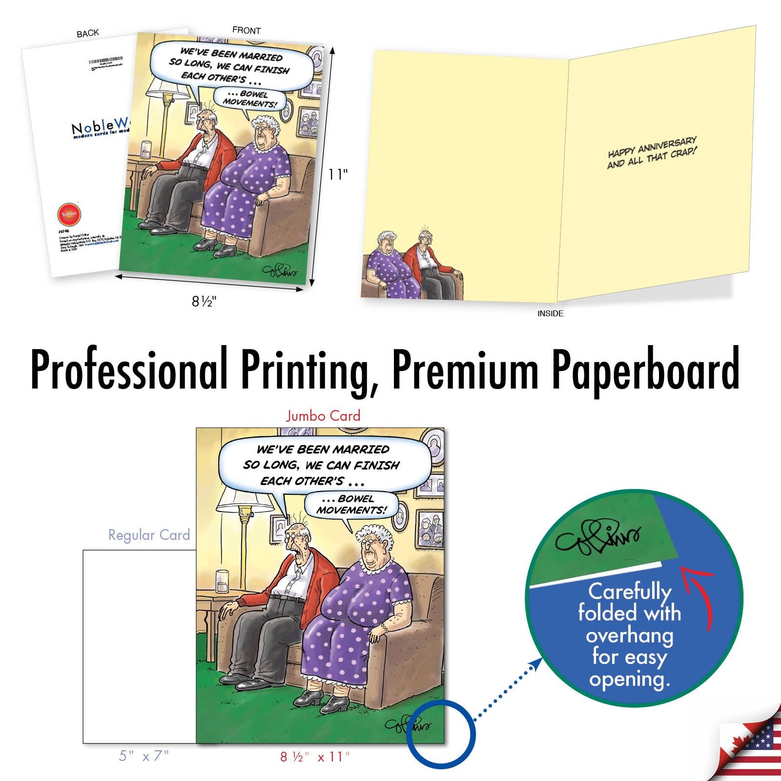 Extra Large Hysterical Anniversary Greeting Card 8.5 x 11 Inch Envelope 1 Pack