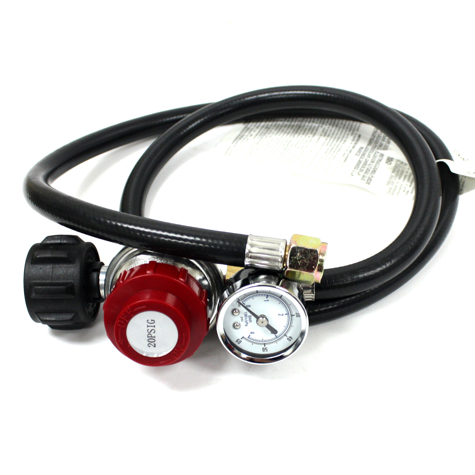 High Pressure Adjustable LP Propane Regulator Gauge QCC1 & 4′ BBQ Hose 20PSI
