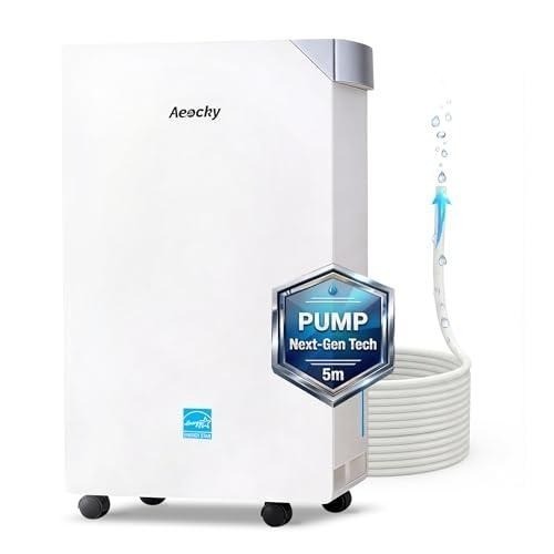 Aeocky 80 Pint Dehumidifier W Pump 4500 Sq Ft Energy Star White, Light Use