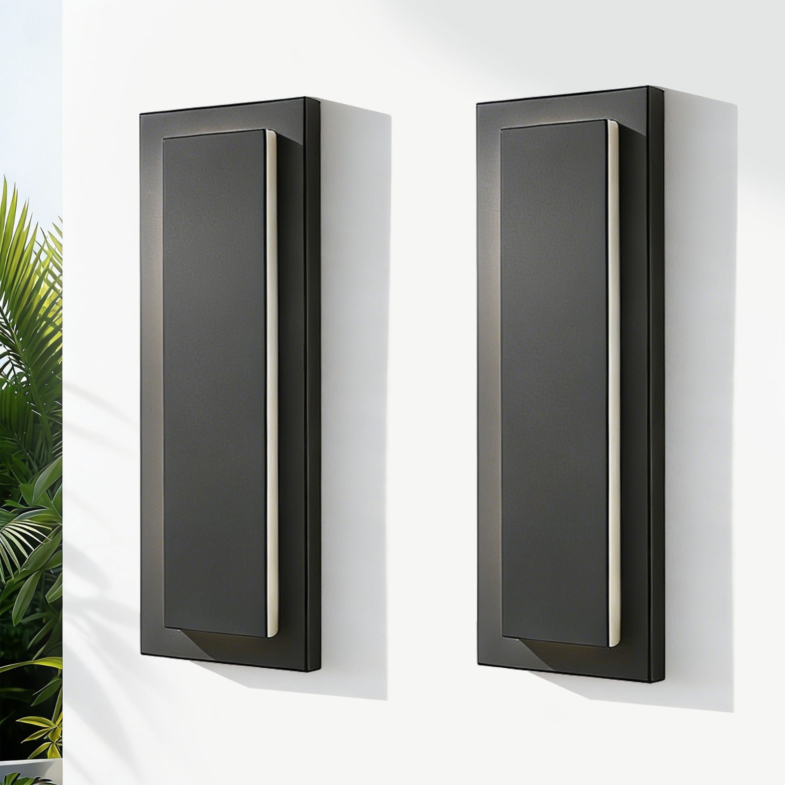 2-Pack 15.7 in. Black/Brown Outdoor Wall Light