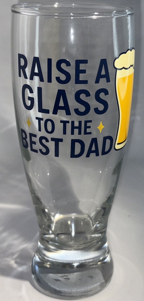 “Raise A Glass To The Best Dad”14.75oz Fathers Day/B-Day Beer Drinking Glass-NEW