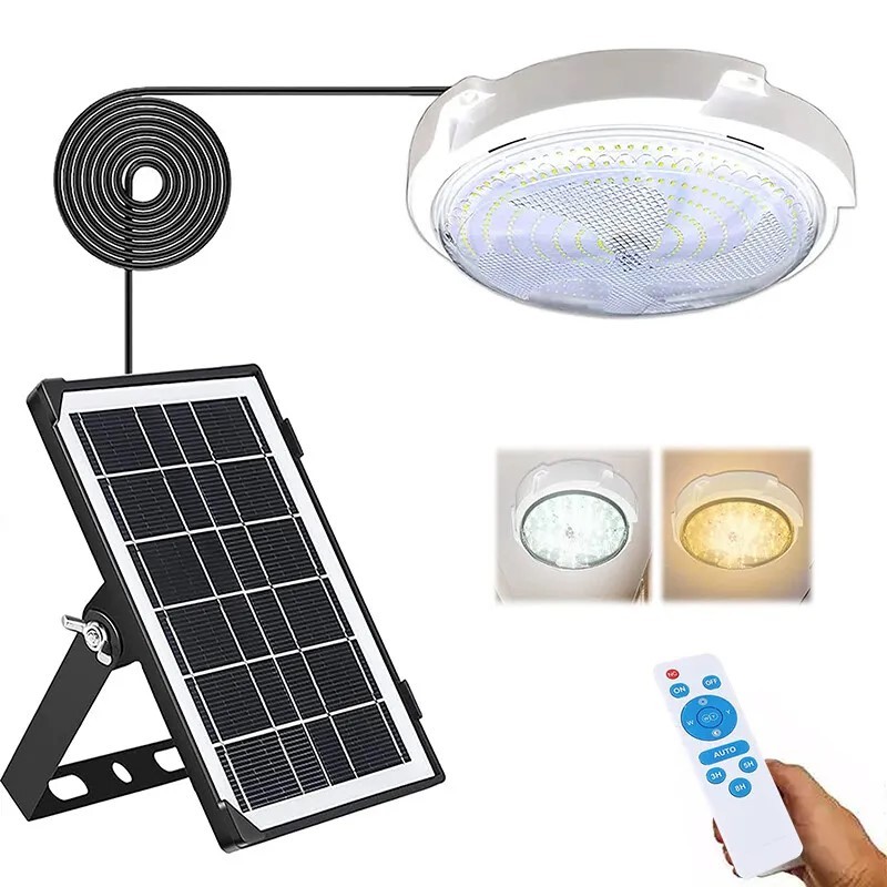 Solar Power Ceiling Pendant Light Remote Control Outdoor Indoor Lamp Waterproof