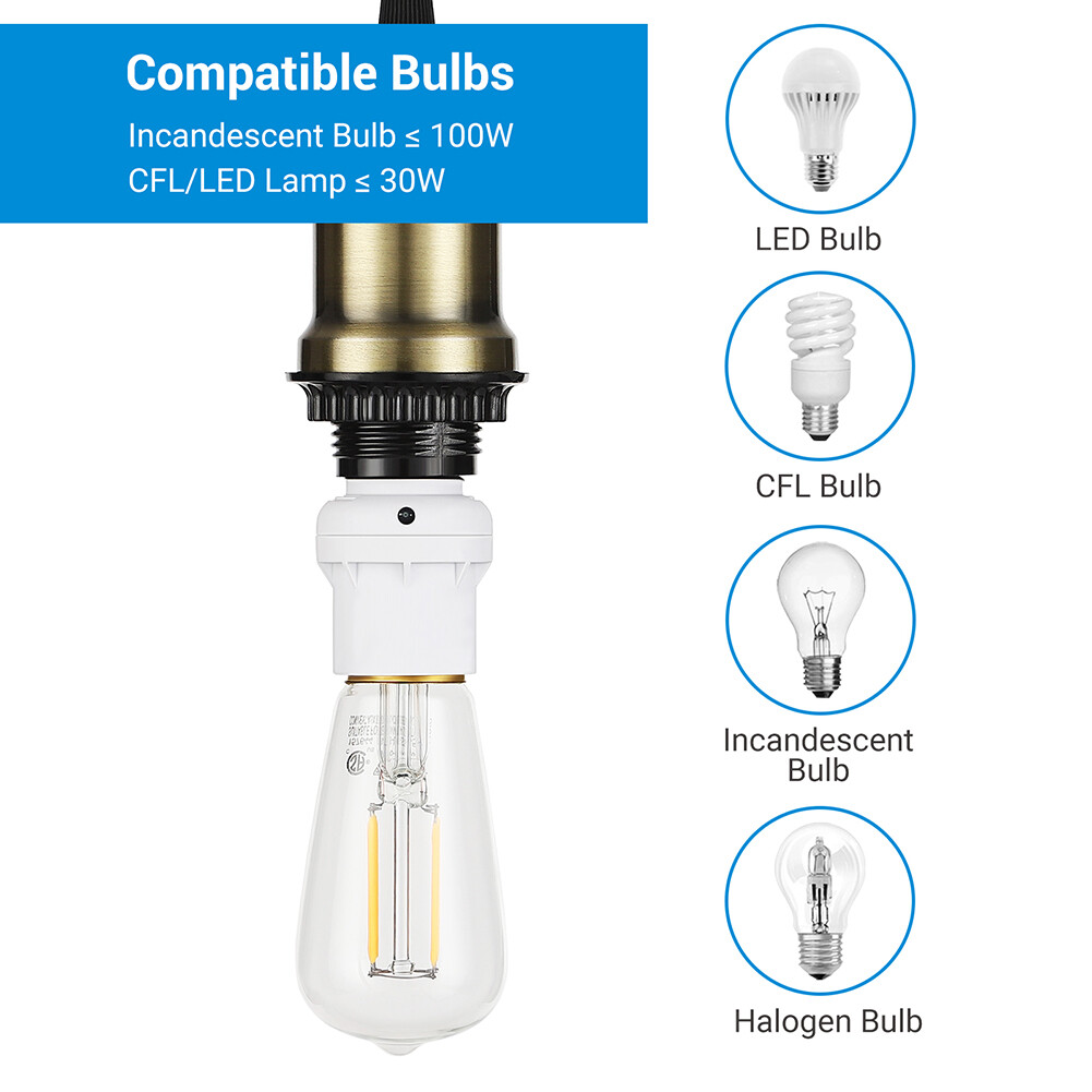 DEWENWILS Dusk to Dawn Bulb Socket Outdoor Automatic Light Sensor Socket 2/4Pack