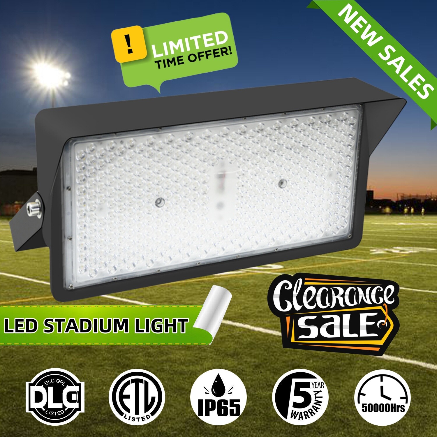 LED Flood Stadium Lights for Outside Garage Warehouse Sport Court Gym Lighting