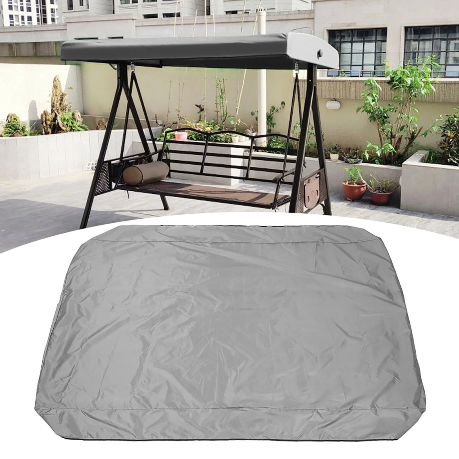 Swing Canopy Replacement Patio 3-Seater Swing Top Cover Canopy Only-75″x47″-Grey
