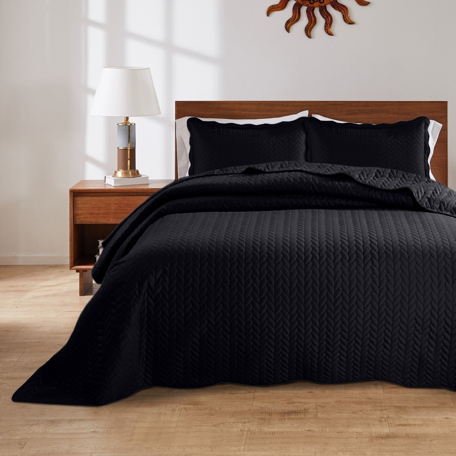 Reversible Quilted Bedspread Set Lightweight Embossed Coverlet Throw Twin Size