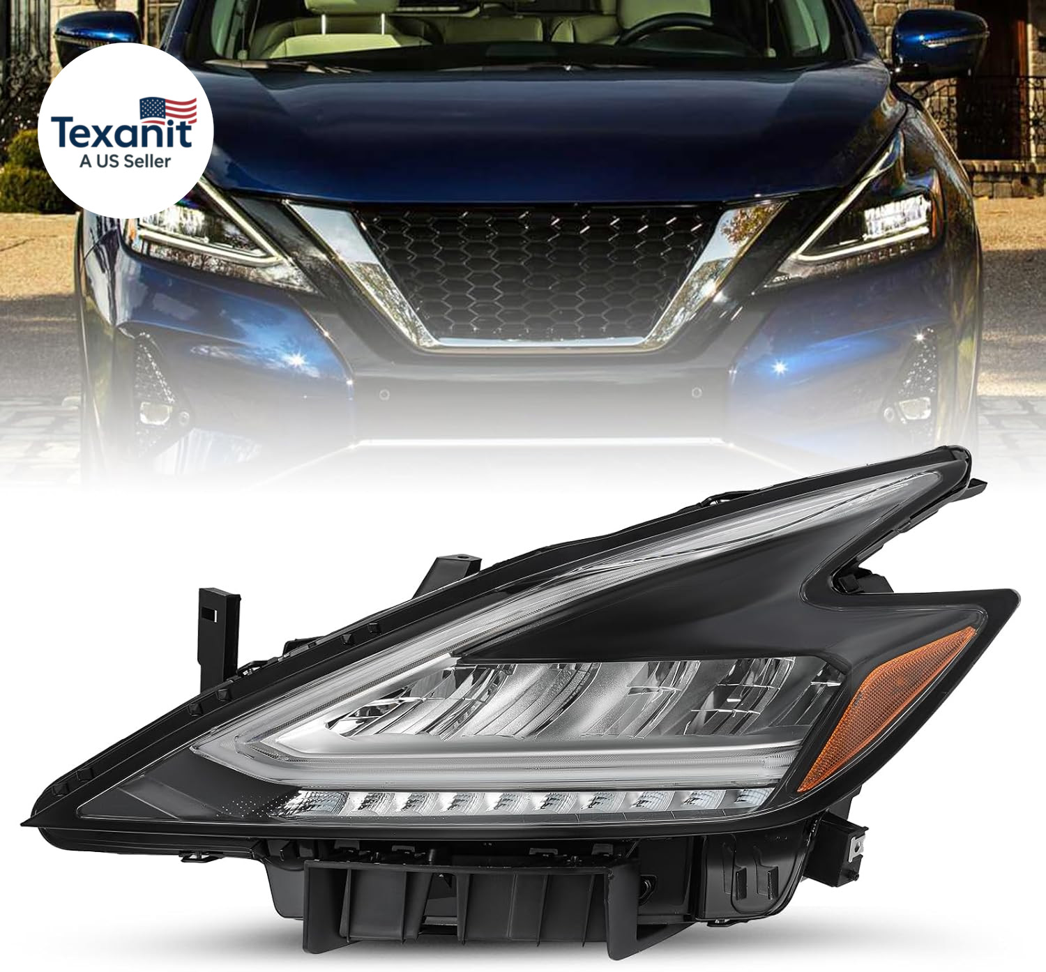 Headlight Assembly OE Replacement for 2019 2020 2021 Nissan Murano Full LED Head