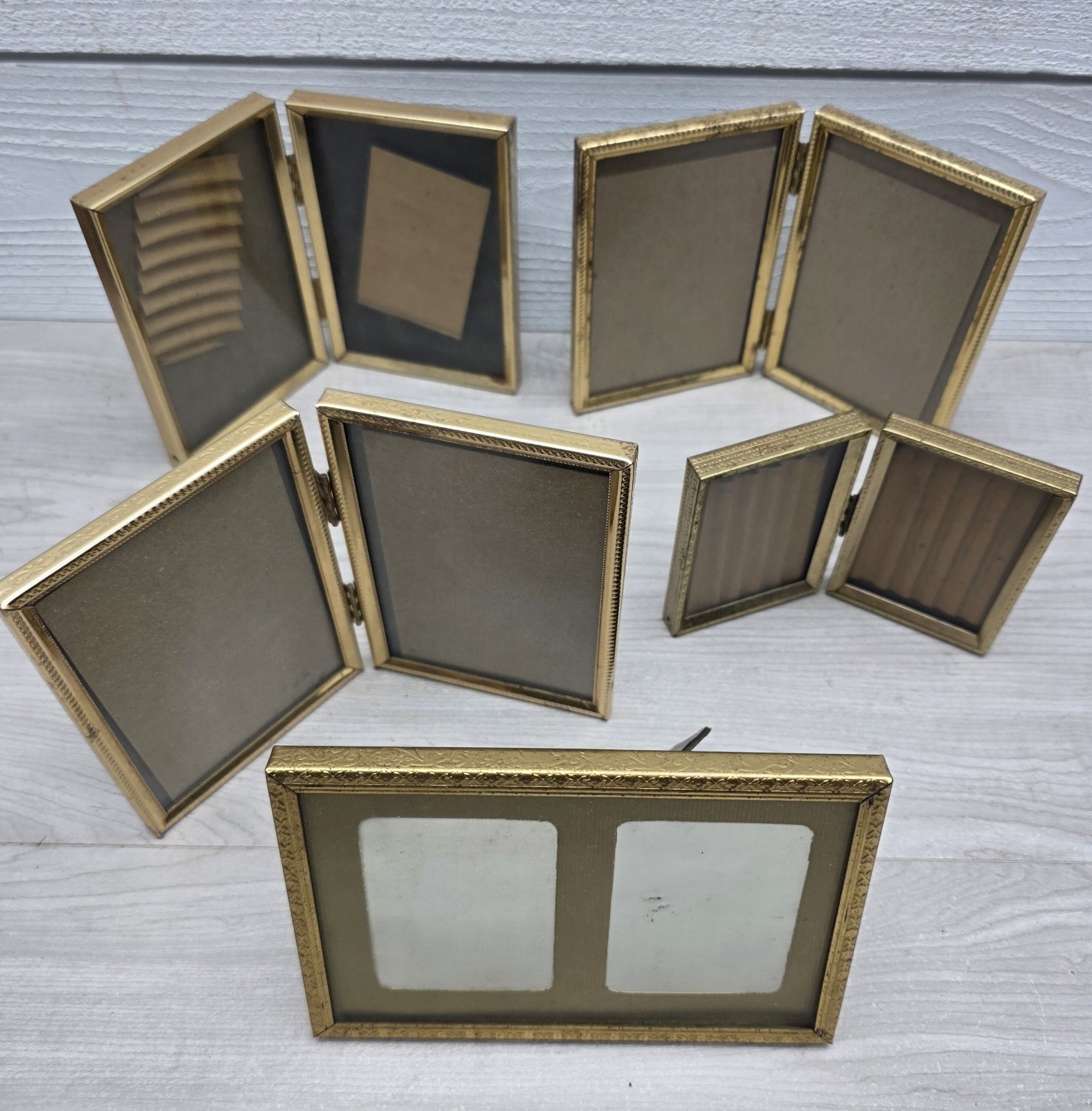 Vintage Picture Frame Lot Of 5 Brass Gold Tone MCM Mixed Varies Ornate