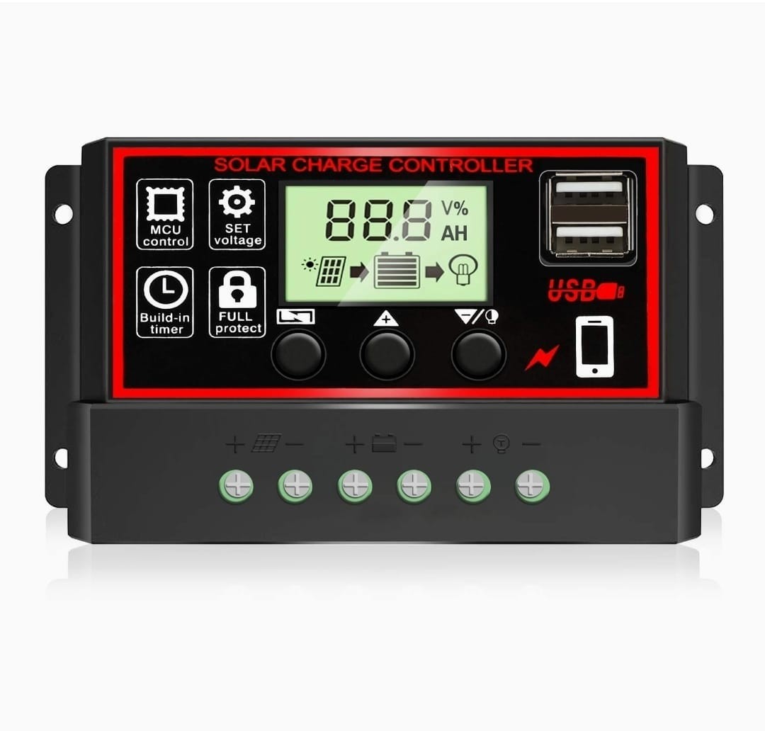 PWM Controlador de carga para solar panel 30A 12V/24V Pantalla LCD Regulador USB