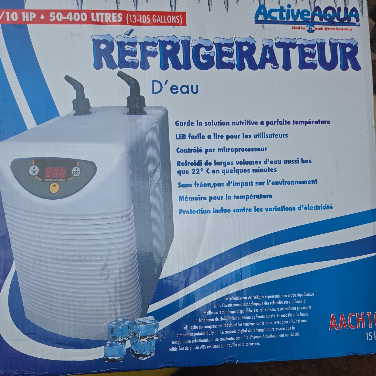 Active Aqua Hydroponic Water Chiller 2.2 Amps, 1/10 HP HydroFarm AACH10 Tester