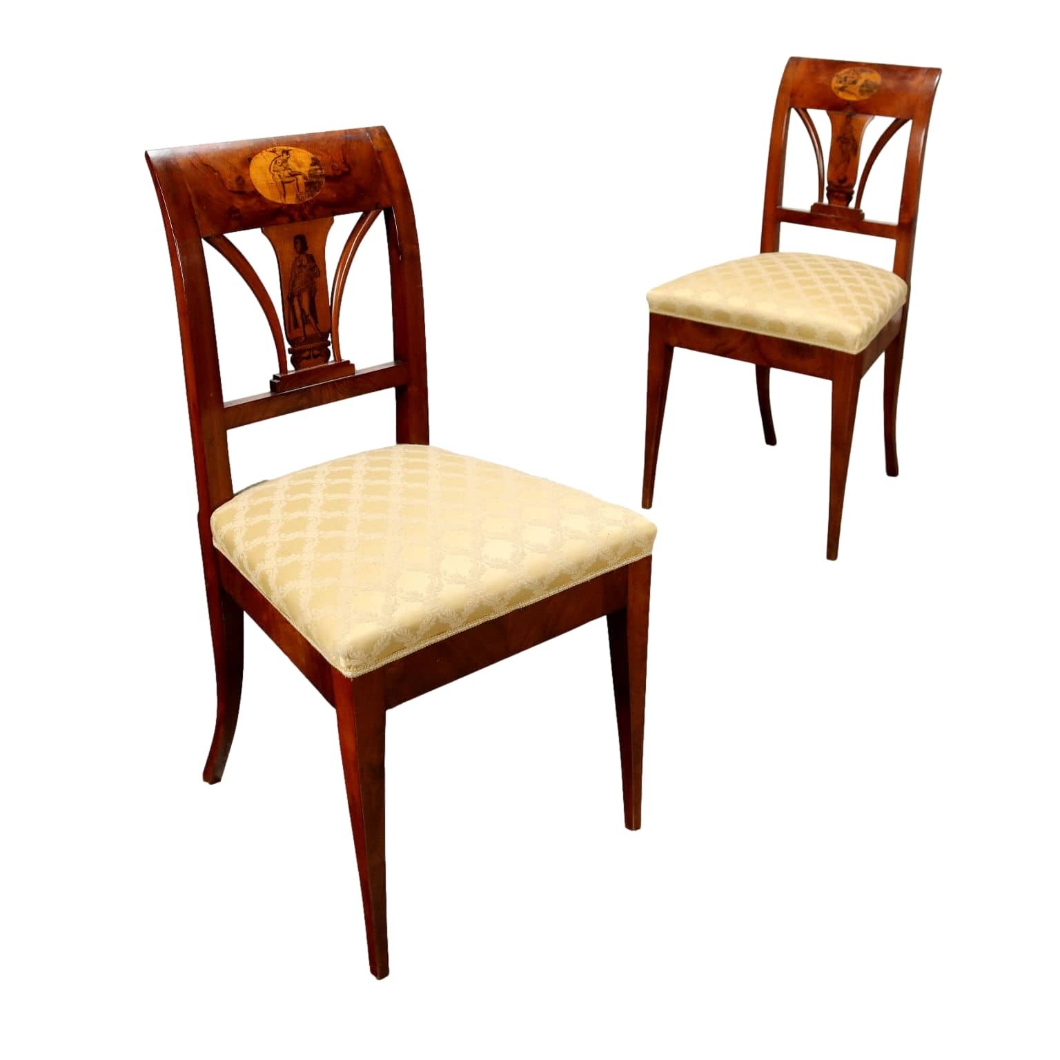 Antique Chairs Empire Cherrywood Walnut Austria XIX Century Originals