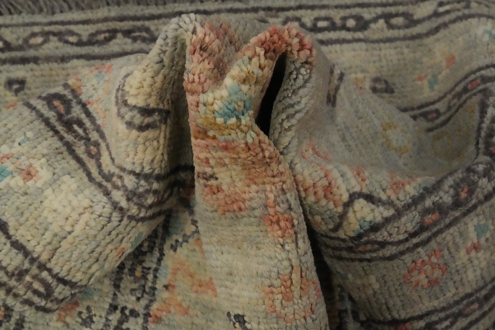 Vegetable Dye All-Over Oushak Wool Handmade Rug 2×3 ft Turkish Carpet