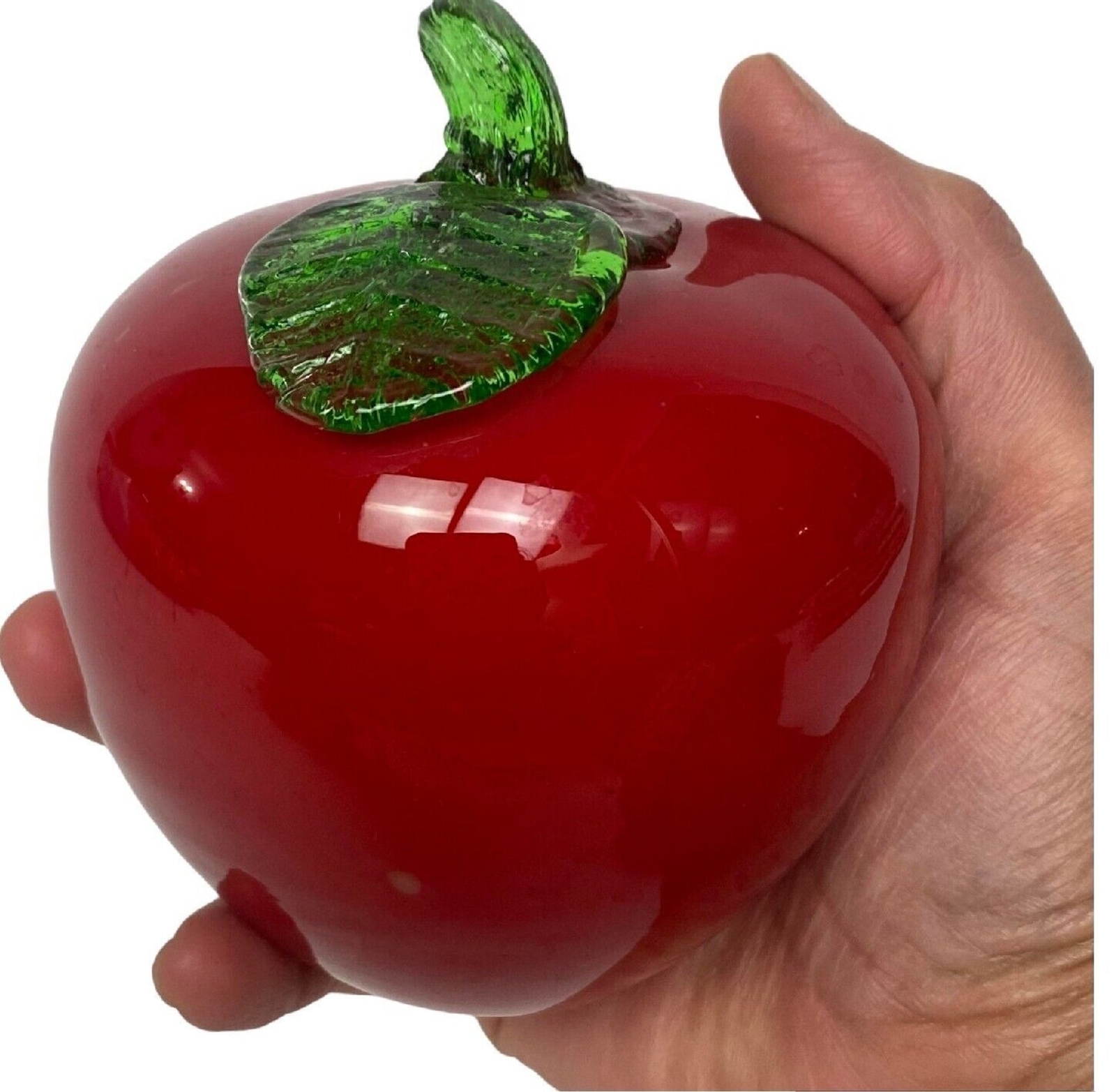 Vintage Apple Art Hand Blown Molded Glass Fruit Home Kitchen Decoration