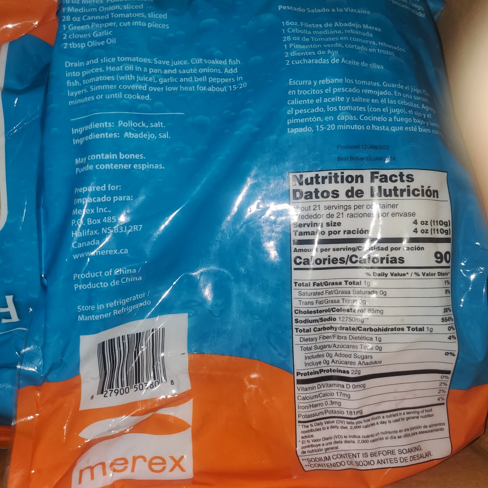 Salted fish Fillet 20lb